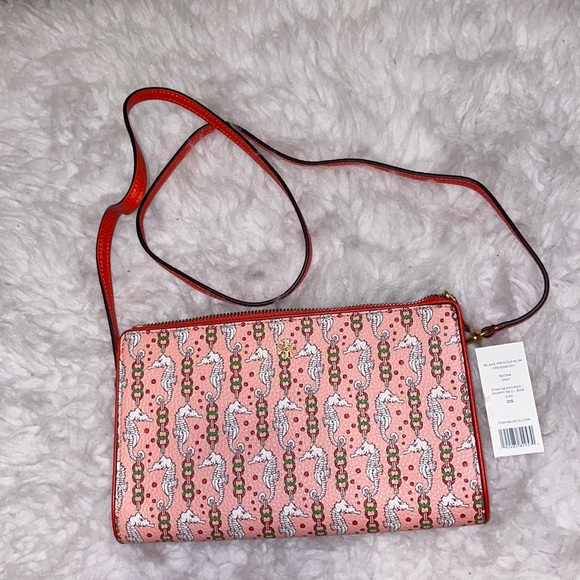 Tory Burch Handbags - Tory Burch Blake printed slim crossbody seahorse poppy red NWT